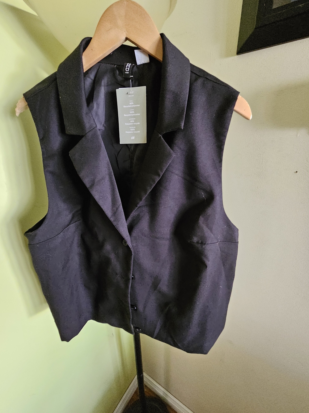 H&M Black Sleeveless Tailored Blazer Vest